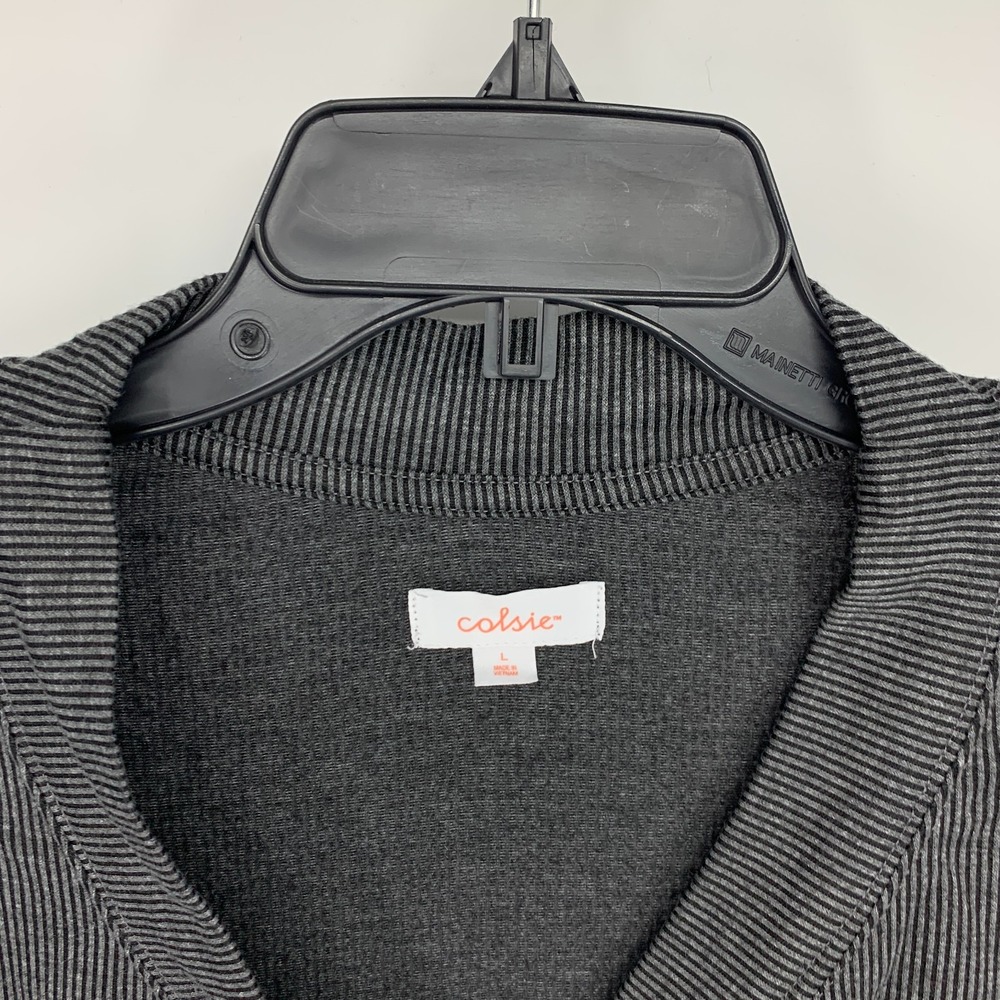 Colsie Cardigan Cropped Gray Ribbed Button V Neck Lightweight - Picture 4 of 12